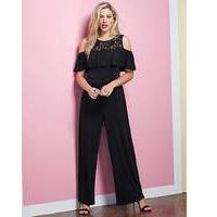 black ruffle front jumpsuit