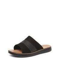 Black Material Mix Mule Sandals, Black