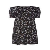 black floral print bardot top bright multi