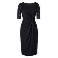 Black Lace Twist Knot Front Dress