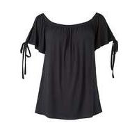 black tie sleeve detail bardot top