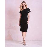 black lace sleeve shift dress