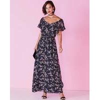 Black/ Pink Floral Bardot Maxi Dress