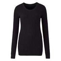 Black Ribbed Crew Neck Jumper