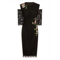Black Floral Print Lace Bodycon Dress