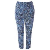 Blue Printed Tapered Leg Trousers, Blue