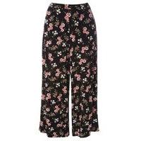 Black Floral Printed Wide Leg Trousers, Others