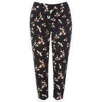 Black Bird Print Tapered Leg Trousers, Black