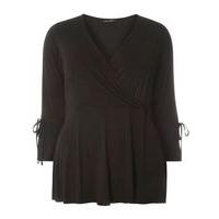 black hourglass fit wrap top black