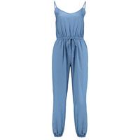 blue denim look jumpsuit