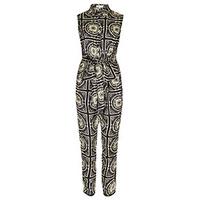 Black & Cream Compass Tile Print Jumpsuit