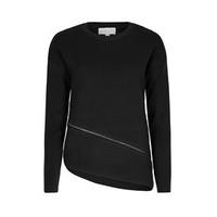 Black Asymmetric Hem Ribbed Knit Jumper