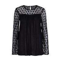 black floral lace long sleeved top