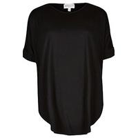 black basic rounded hem oversized t shirt