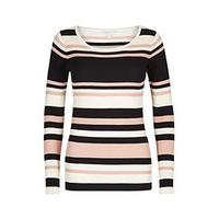 black pink cream stripe pattern long sleeved top