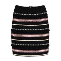 Black Red & Cream Tribal Lines Mini Skirt