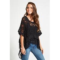 Black Rose Mesh Lace Kaftan