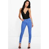 blue wash high rise skinny jeans blue