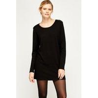 black zip thin knit dress