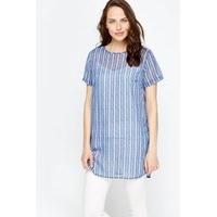 Blue Striped Sheer Long Top