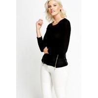 Black Zipped Hem Jumper