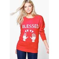 blessed christmas jumper red