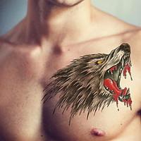 Blood Wolf Head Tattoos Waterproof Flower Arm Temporary Tattoos Stickers Non Toxic Glitter