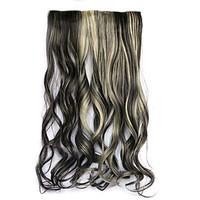 black and golden length 60cm synthetic five cards and hair long curly  ...
