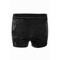 Black Crushed Velvet High Waisted Shorts - Size: Size 8