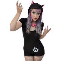 Black Cat Hooded Tunic Top - Size: XL