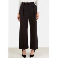 Black Wide leg Trouser With Cuff Hem