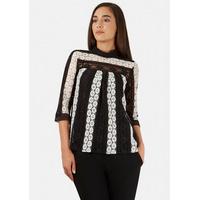 black and white stripe lace blouse