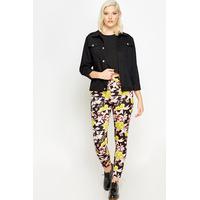 Black Multi Floral Treggings