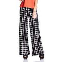 Black Print Jersey Wide Leg Trousers