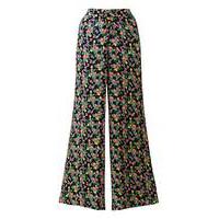 Black Floral Wide Leg Trousers Long