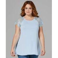 blue lace sleeve swing top