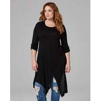 black asymmetric wrap detail tunic