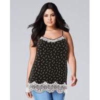 Black/Ivory Lace Trim Cami