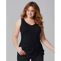 Black Pocket V-neck Jersey Vest