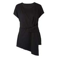 Black Tie Front Short Sleeve Top