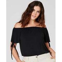 black tie sleeve detail bardot top