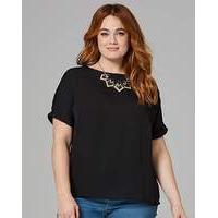 Black Drop Sleeve Shell Top