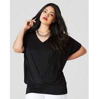 Black Pleat Front Hem Top