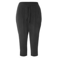 black tie front crop trousers black