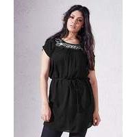 Black Embroidered Detail Tie Tunic