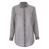 black gingham tie cuff printed shirt