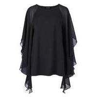 Black Batwing Top with Chiffon Sleeve