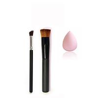 Black Wood Woncave Head Makeup Brush 1 Small Silver Black Inclined Head Eye Brush 1 Small Non-latex Droplet Powder Puff