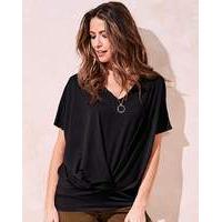 black pleat front hem top