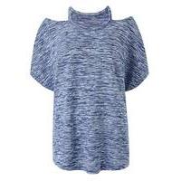 Blue Space Dye Cut Out Neck T-shirt